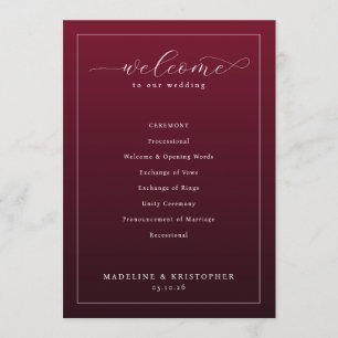 Programme élégant de cérémonie de mariage bordeaux