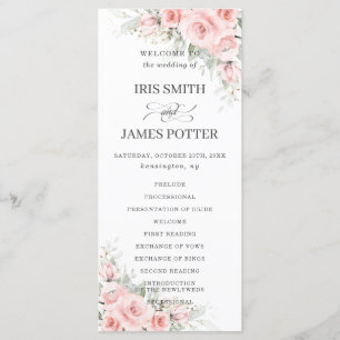 Programme Élégant délicieux Blush PInk Floral Wedding Progra