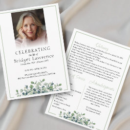 Programme Elegant Eucalyptus Celebrating Life Of - Funeral