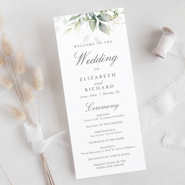 Programme Elégant Eucalyptus Feuille Mariage or vert (Créateur téléchargé)