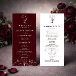 Programme Elegant Floral Burgundy Wedding