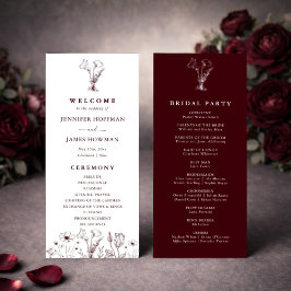 Programme Elegant Floral Burgundy Wedding