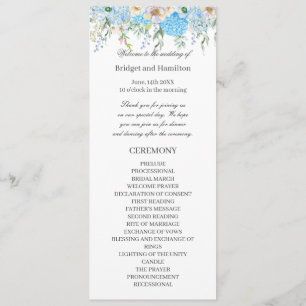 Programme Élégant Mariage Blue Hydrangea