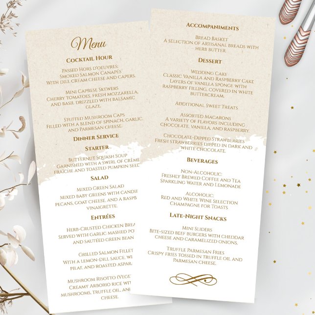 Programme Élégant Mariage de script Gold (elegant gold script wedding menu)