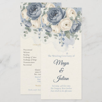 Programme Élégant mariage floral français aux pivoines bleue