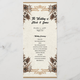 Programme Élégant Mariage floral Vintage de Bohême