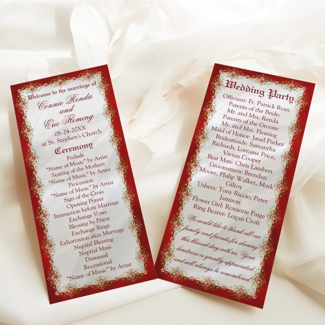 Programme Élégant Mariage Red White Gold Filigree (Créateur téléchargé)