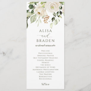 Programme Elégant Mariage Verdure Foliage Blanc Floral