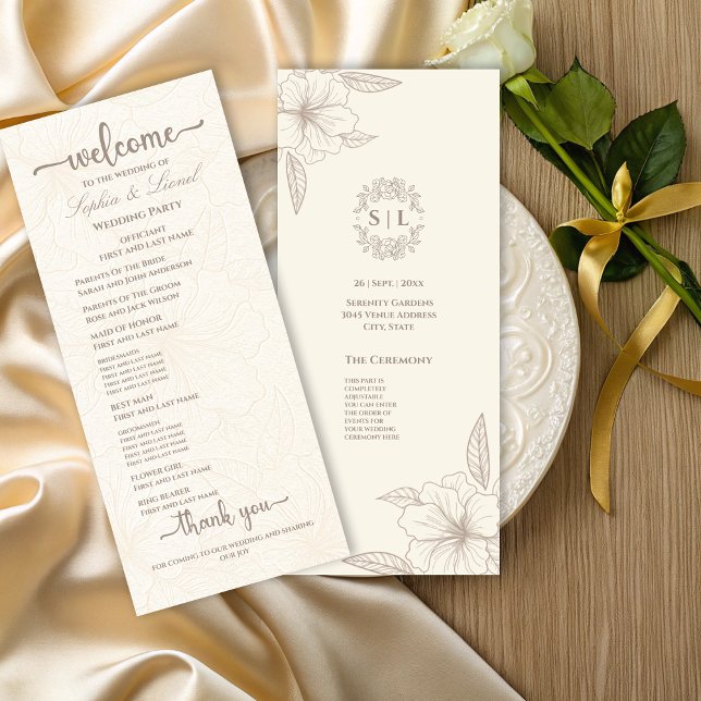 Programme Élégant minimaliste hors Mariage floral blanc (Créateur téléchargé)