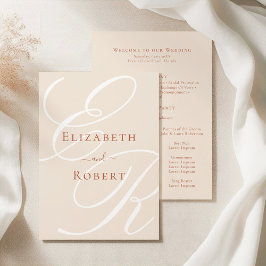 Programme Élégant minimaliste Mariage Monogramme en terre cu