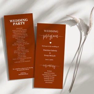 Programme Élégant minimaliste rouille Terracotta Mariage pla