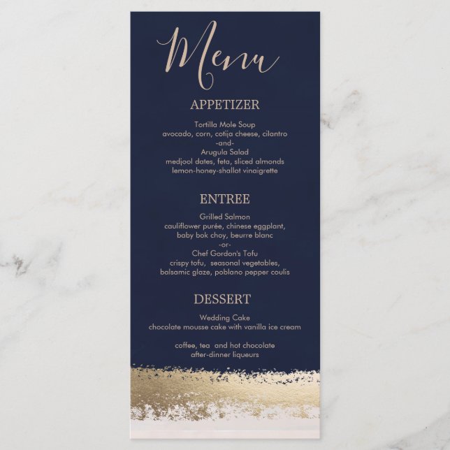 Programme Elégant, moderne, Marine, Mariage Gold Foil (Devant)