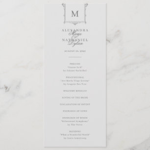 Programme Élégant Monogramme Vintage Mariage noir et blanc