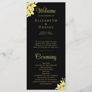 Programme Élégant noir avec Mariage de typographie or