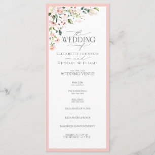 Programme Elégant Peach Rose Aquarelle Mariage Floral