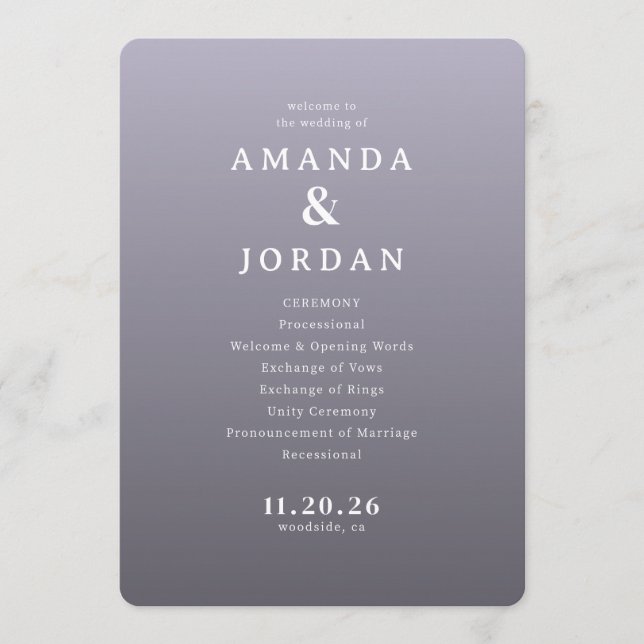 Programme Elegant Purple Wedding Ceremony Template (Devant)