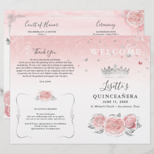 Programme élégant rose clair et argent pour Quince