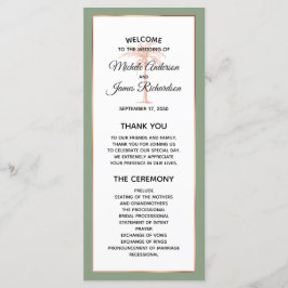 Programme Élégant Rose de Sage Gold Copper Palm Tree Mariage