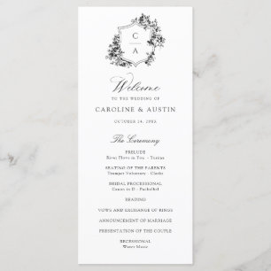 Programme Élégant Rose Vintage Crest Mariage