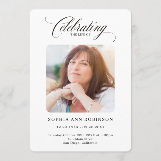 Programme Élégant Script Photo Mémorial Commande de service (Devant)