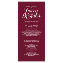 Élégant Simple Burgundy Red Custom Wedding Program