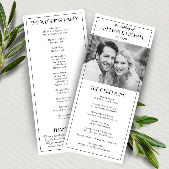 Programme Élégant Vintage Roaring 20s Mariage photo (Elegant Vintage Wedding Program)
