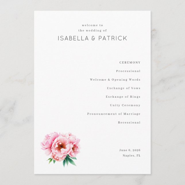 Programme Elegant Wedding Ceremony Program (Devant)