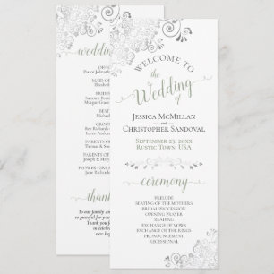 Programme Elégante boucles d'argent Sage vert sur Mariage bl