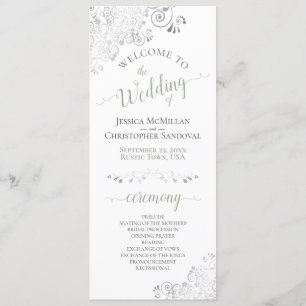 Programme Elégante boucles d'argent Sage vert sur Mariage bl