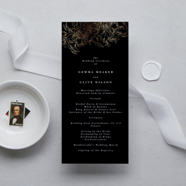 Programme Élégante cérémonie de Mariage botanique dessinée à (Créateur téléchargé)