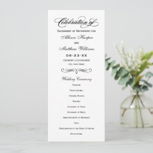 Programme Élégante cérémonie de Mariage de calligraphie noir