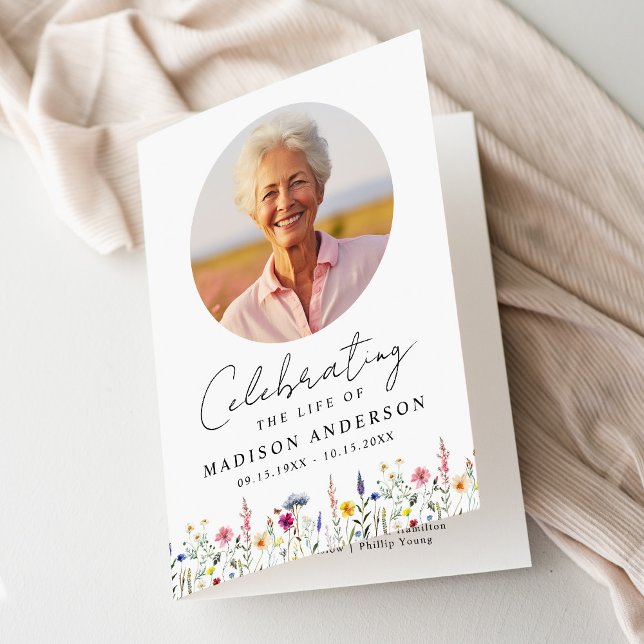 Programme Élégante fête Fleur sauvage de la vie funéraire (Créateur téléchargé)