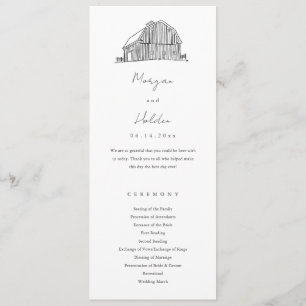 Programme Élégante Grange noir et blanc Mariage rustique