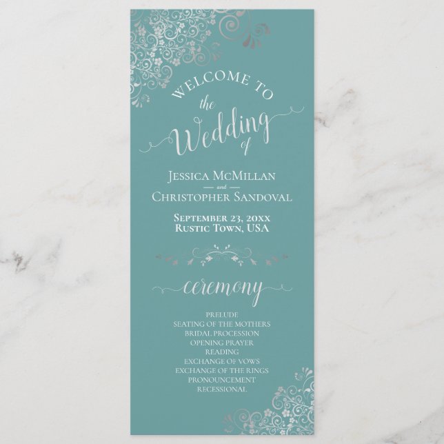 Programme Elégantes boucles d'argent sur Mariage Turquoise o (Devant)
