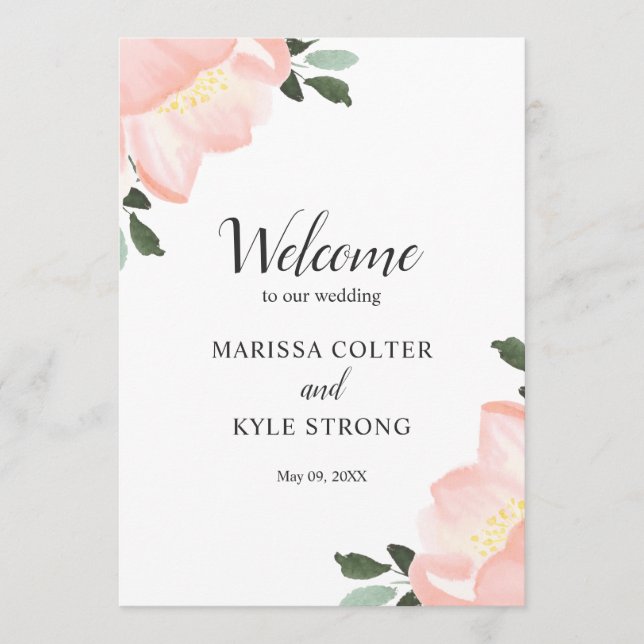 Programme Élégantes Tulipes Blush Rose Floral Mariage (Devant)
