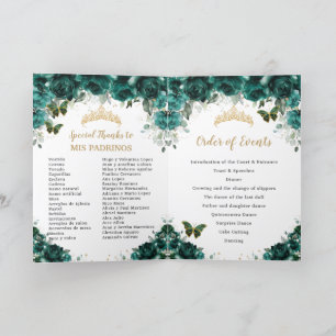 Programme Emerald Green Quinceanera Princess Padrinos