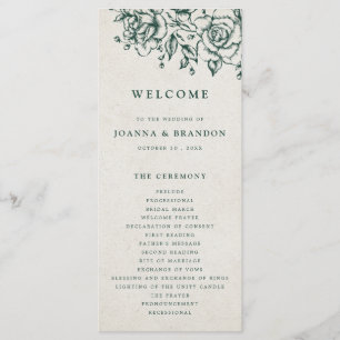 Programme Emerald Greenery Mariage botanique Vintage