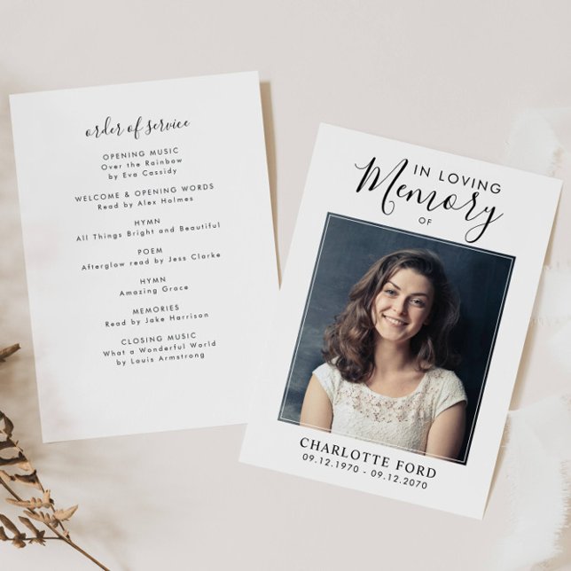 Programme En mémoire d'amour Photo Ordre de service Mémorial (Créateur téléchargé)