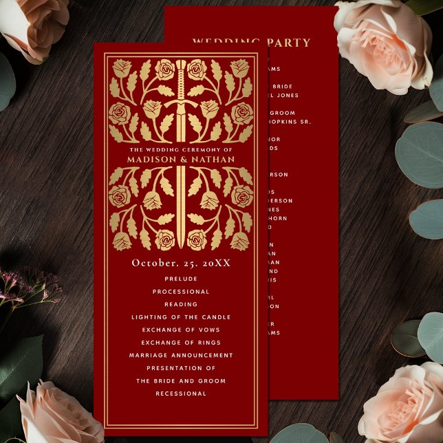 Programme Épée dorée médiévale écarlate Mariage royal (Créateur téléchargé)