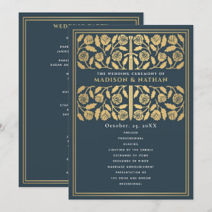 Programme Épée dorée médiévale grise pour mariage royal