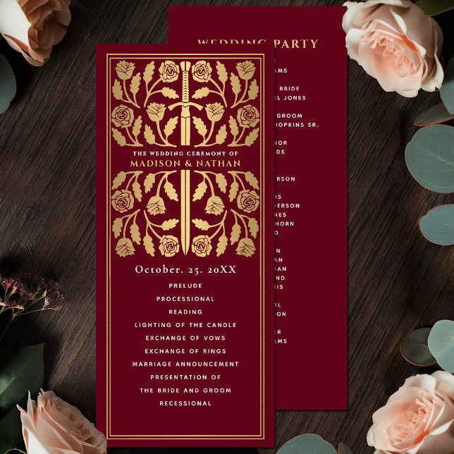 Programme Épée dorée médiévale rouge Mariage royal (Créateur téléchargé)