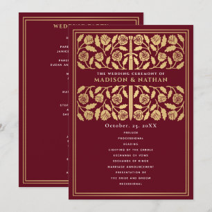 Programme Épée Royale de Mariage Médiéval Rouge en Or