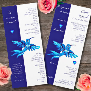 Programme Espagnol, Boho Blue Hummingbirds Mariage mexicain