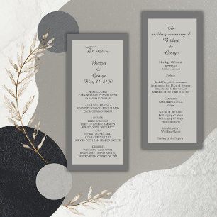 programme et menu de mariage gris minimaliste