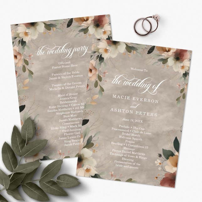 Programme Ethereal Elegance Beige Ecru Cérémonie Mariage (Step into a world where love and nature intertwine, with our Ethereal Elegance Programs.)
