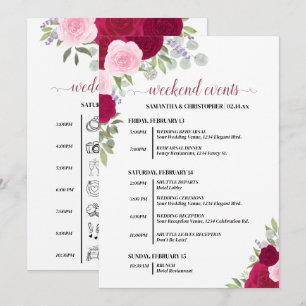 Programme Événements & Calendrier de Mariage Roses Magenta &