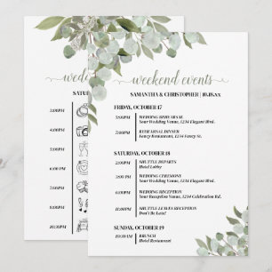Programme Événements de mariage rustique eucalyptus & calend