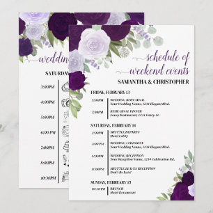 Programme Événements et calendrier de mariage aux roses boho