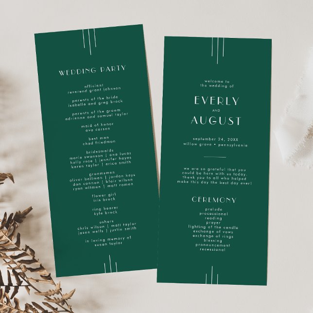 Programme EVERLY Jewel Tone Art Deco Emerald Green Wedding (EVERLY Jewel Tone Art Deco Emerald Green Wedding Program)