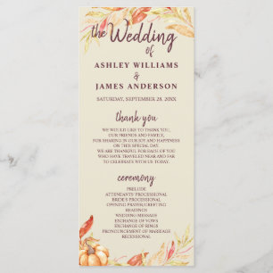 Programme Fall Love Golden Foliage Antique Mariage blanc